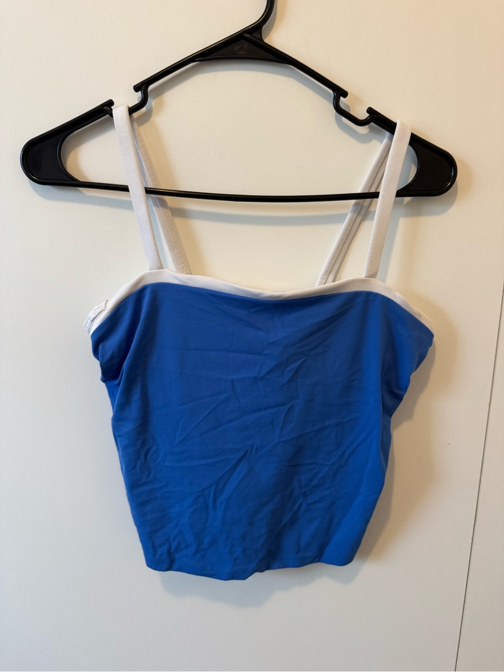 All in motion blue and white sports bra tank built in